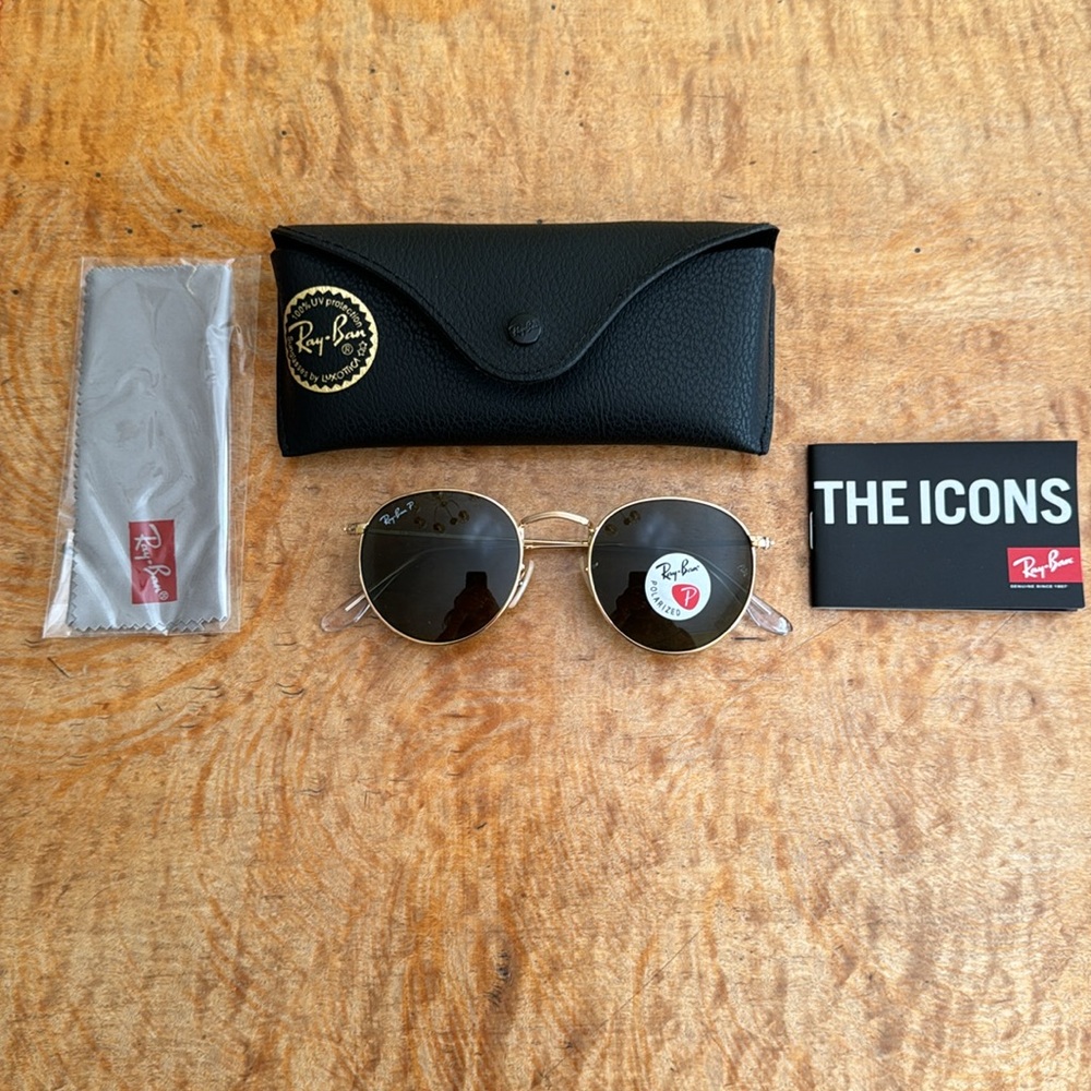 NWT Ray-Ban Polarized Round Metal Sunglasses